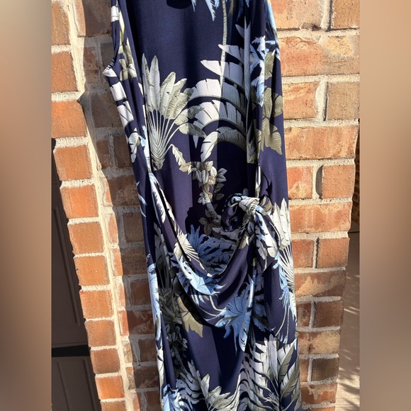 Tommy Bahama Navy and Green Palm Print Dress - Picture 6 of 8